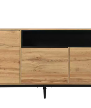 Houten Dressoir met 3 Deuren – Moderne Keukenkast met Planken, 160×35×76 cm