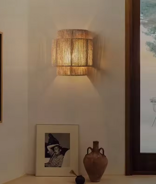 Moderne Wandlamp van Henneptouw – Handgemaakte Bed- & Sfeerverlichting
