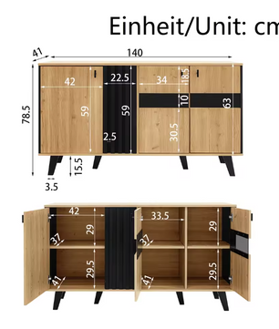 Dressoir met LED-Verlichting – Modern Houten Opbergmeubel met Glaspanelen