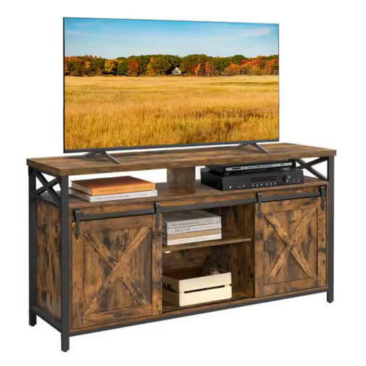 Industrieel Lowboard TV-Meubel – Verstelbare Planken en Stalen Frame (147×40×76 cm)