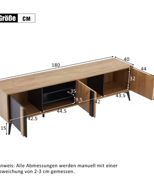 Bruin Lowboard TV-Meubel – 180 cm voor TV’s tot 80 inch
