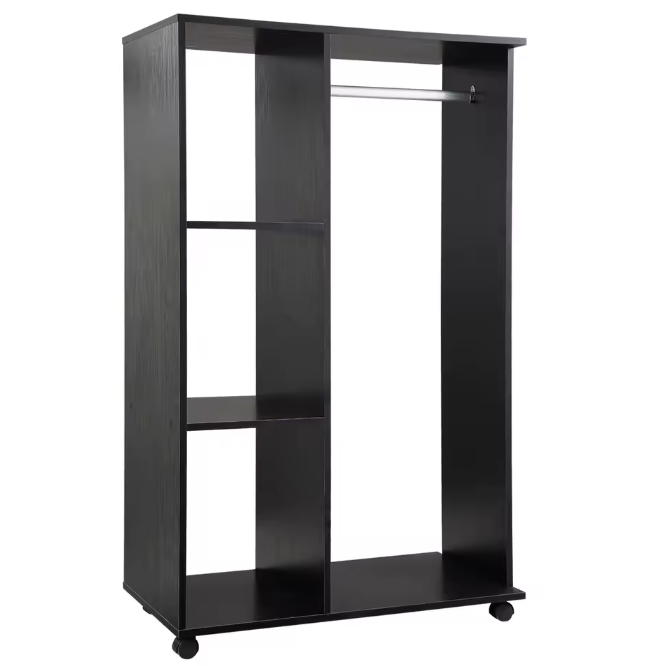Kledingkast met Wielen – Open Planken en Hangrail, 80×40×128 cm