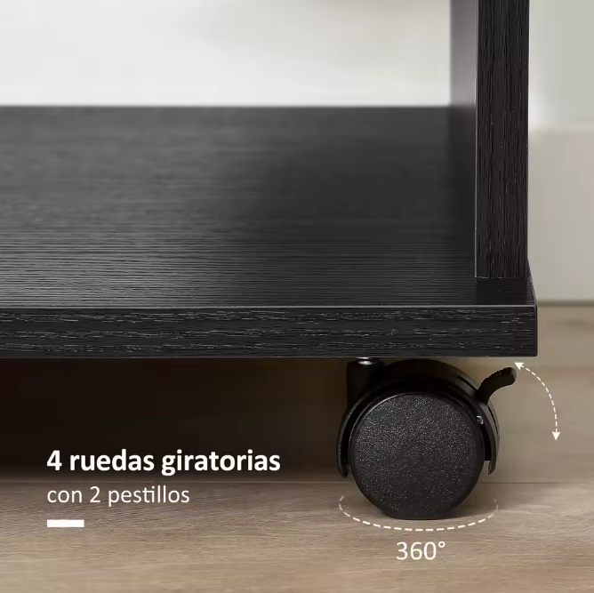 Kledingkast met Wielen – Open Planken en Hangrail, 80×40×128 cm