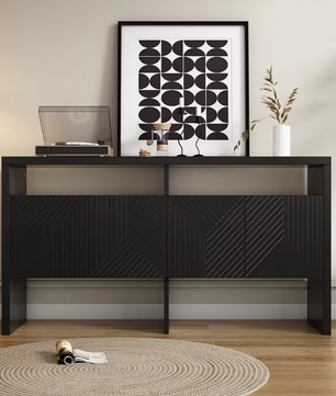 Dressoir met 4 Deuren en 2 Open Vakken – Modern Opbergmeubel 140×35×75 cm