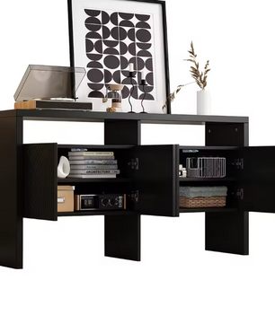 Dressoir met 4 Deuren en 2 Open Vakken – Modern Opbergmeubel 140×35×75 cm