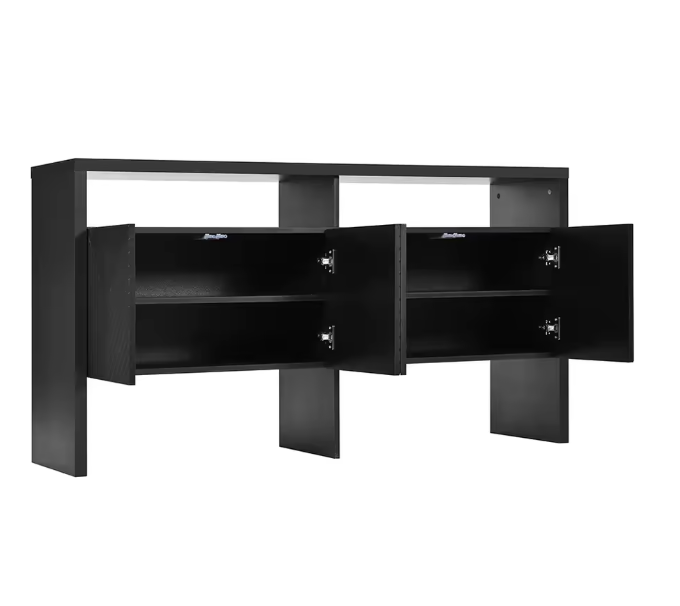 Dressoir met 4 Deuren en 2 Open Vakken – Modern Opbergmeubel 140×35×75 cm