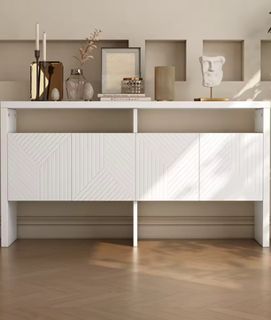 Dressoir met 4 Deuren en 2 Open Vakken – Modern Opbergmeubel 140×35×75 cm