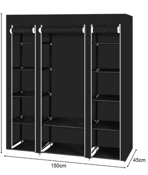 Draagbare Stoffen Kledingkast met Opbergplanken – 150×45×175 cm