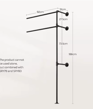 Wandgemonteerde Open Kledingkast – Industrieel Kledingrek met MDF-Planken
