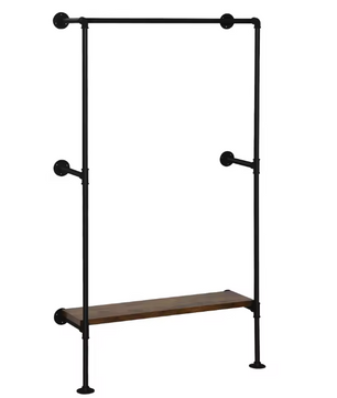 Wandgemonteerde Kledingkast – Industrieel Kledingrek met MDF Plank en Stalen Buis