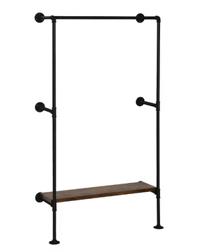 Wandgemonteerde Kledingkast – Industrieel Kledingrek met MDF Plank en Stalen Buis