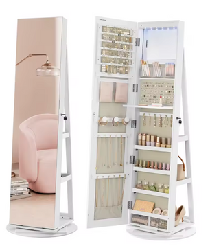 Sieradenkast met LED en Spiegel – 360° Draaibaar met Planken