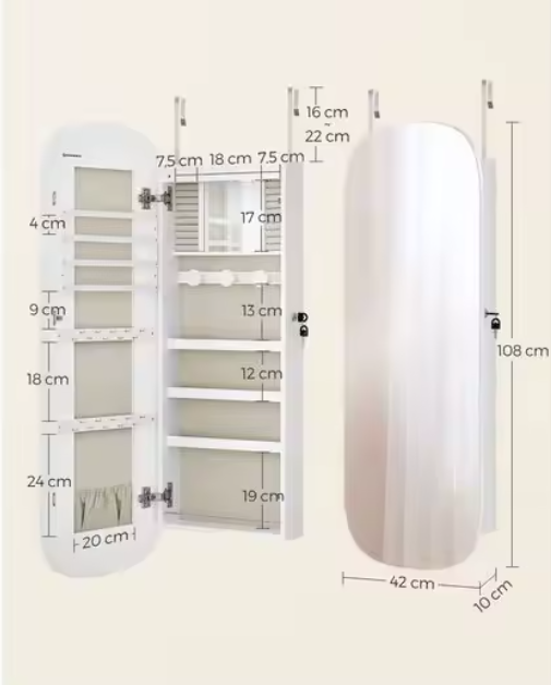 Sieradenkast met Spiegel – Wandmodel met LED-Verlichting
