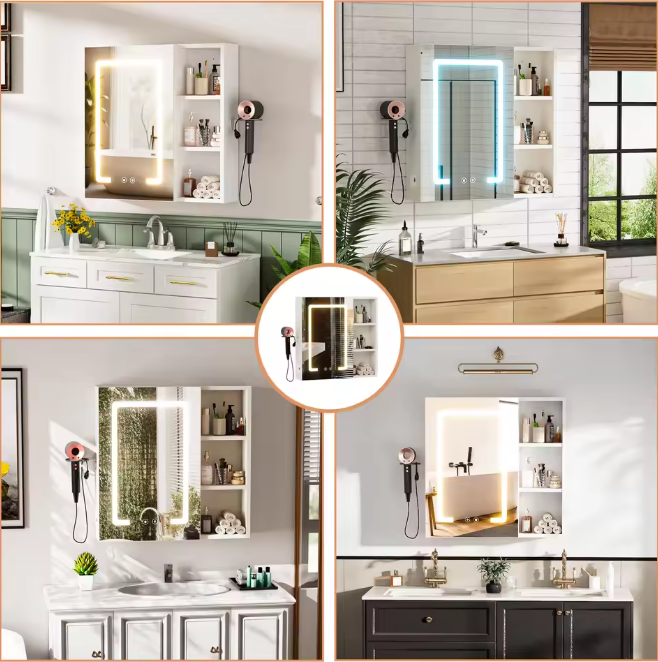 LED Badkamer Spiegelkast – Anti-condens Wandkast met Wastafel en Organizer