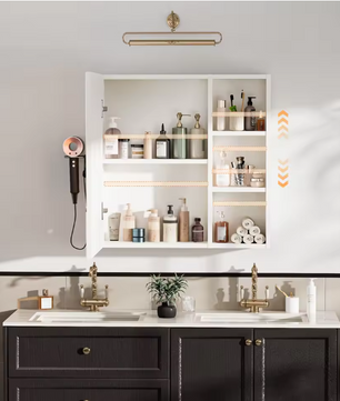 LED Badkamer Spiegelkast – Anti-condens Wandkast met Wastafel en Organizer