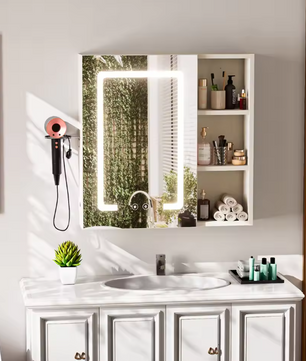 LED Badkamer Spiegelkast – Anti-condens Wandkast met Wastafel en Organizer