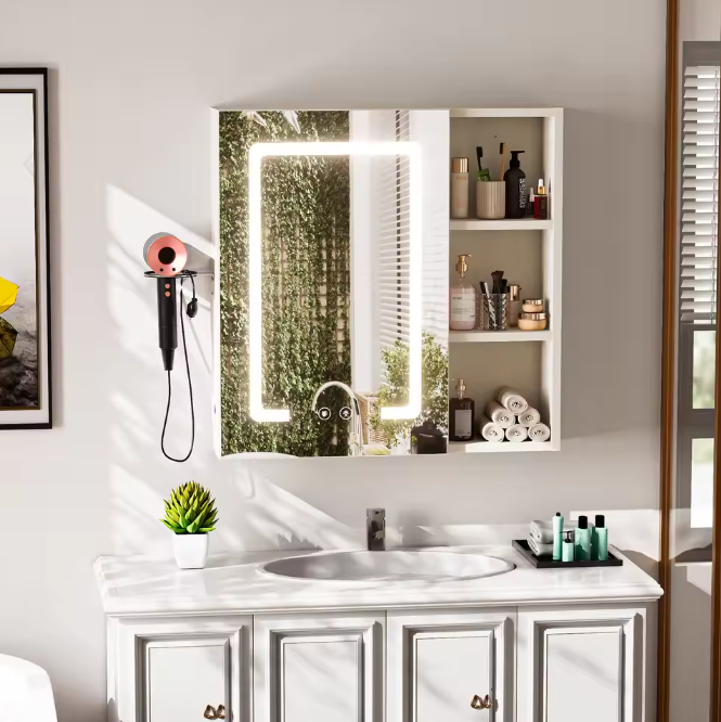 LED Badkamer Spiegelkast – Anti-condens Wandkast met Wastafel en Organizer