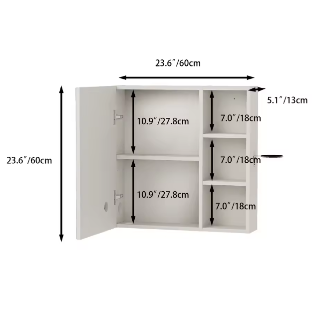 LED Badkamer Spiegelkast – Anti-condens Wandkast met Wastafel en Organizer