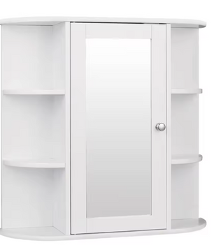 Witte Badkamer Spiegelkast – Hangende Wandkast met Verstelbare Planken