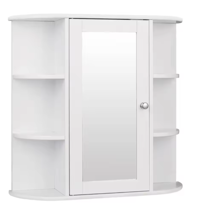 Witte Badkamer Spiegelkast – Hangende Wandkast met Verstelbare Planken