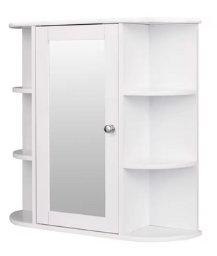 Witte Badkamer Spiegelkast – Hangende Wandkast met Verstelbare Planken