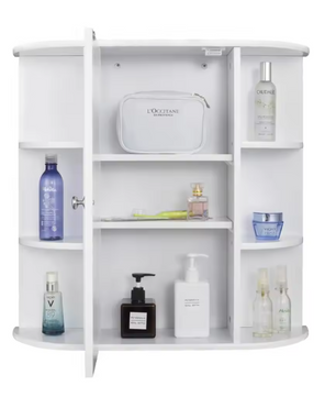 Witte Badkamer Spiegelkast – Hangende Wandkast met Verstelbare Planken