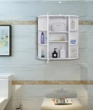 Witte Badkamer Spiegelkast – Hangende Wandkast met Verstelbare Planken