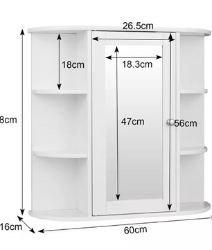Witte Badkamer Spiegelkast – Hangende Wandkast met Verstelbare Planken