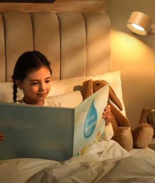 Houten LED Wandlamp – 360° Draaibaar & Oplaadbaar met Touch Dimming