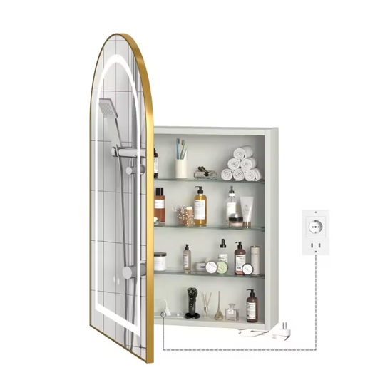 Massief Houten Badkamer Spiegelkast – LED, Anti-condens en Opbergruimte