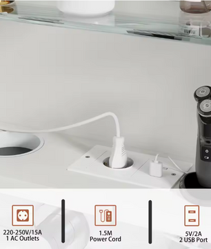 Massief Houten Badkamer Spiegelkast – LED, Anti-condens en Opbergruimte