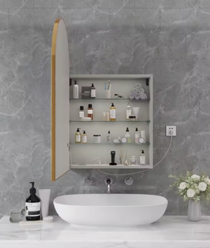 Massief Houten Badkamer Spiegelkast – LED, Anti-condens en Opbergruimte