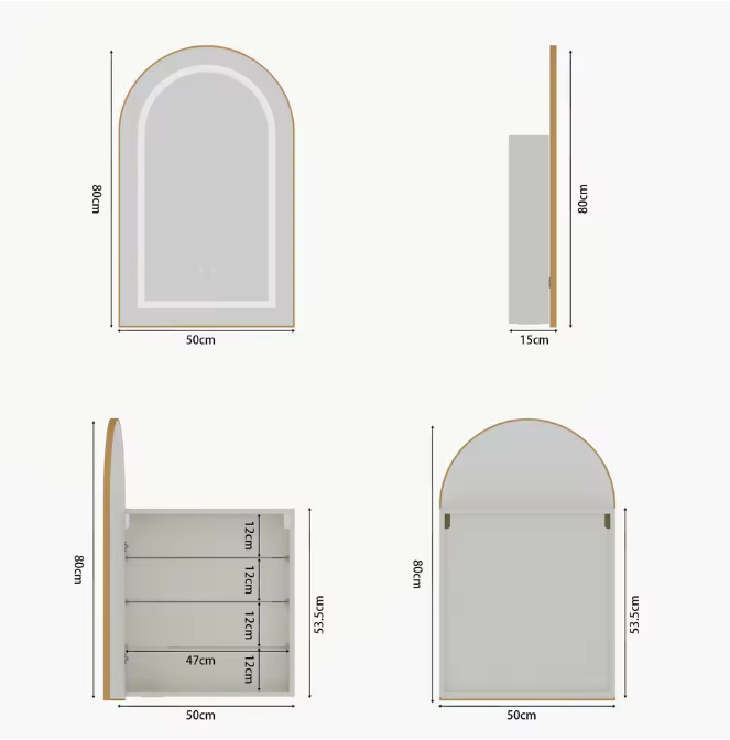 Massief Houten Badkamer Spiegelkast – LED, Anti-condens en Opbergruimte