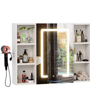 Nordic Aluminium Badkamer Spiegelkast – LED, Anti-condens en Opbergruimte