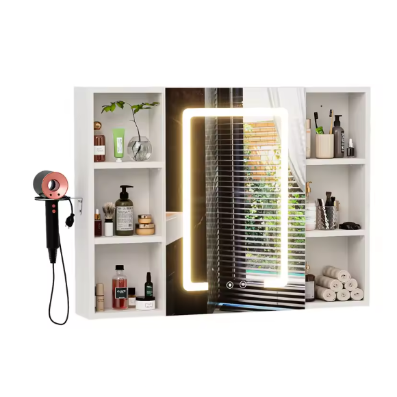 Nordic Aluminium Badkamer Spiegelkast – LED, Anti-condens en Opbergruimte