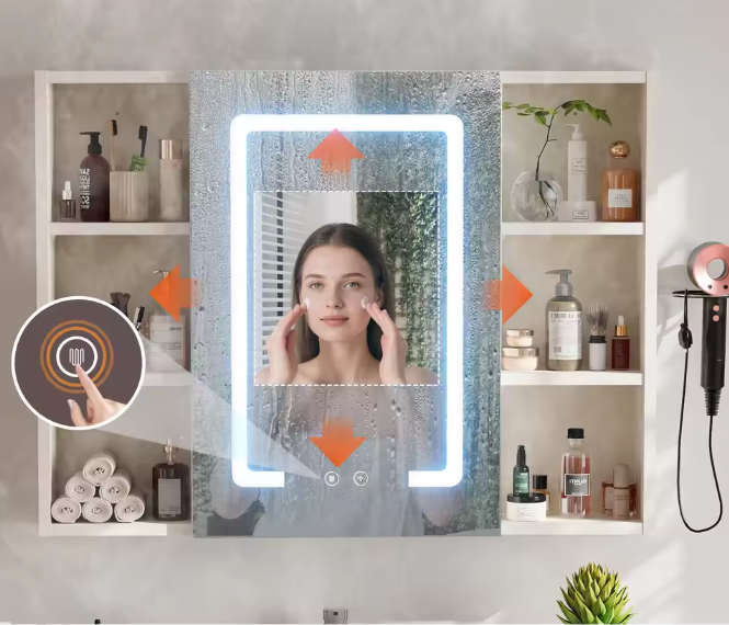 Nordic Aluminium Badkamer Spiegelkast – LED, Anti-condens en Opbergruimte