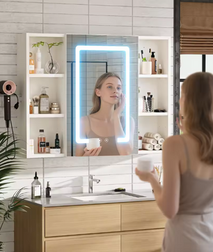 Nordic Aluminium Badkamer Spiegelkast – LED, Anti-condens en Opbergruimte