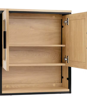 Hangende Badkamerkast met 2 Spiegels – Wandkast met Verstelbare Planken