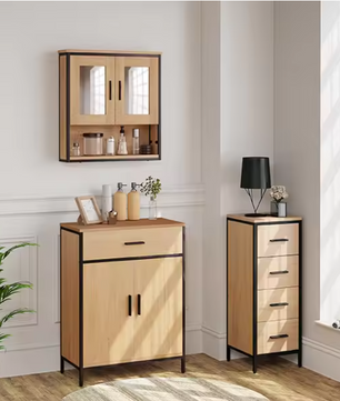 Hangende Badkamerkast met 2 Spiegels – Wandkast met Verstelbare Planken