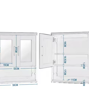 Hangende Badkamerkast met 2 Spiegels – Wandkast met Verstelbare Planken