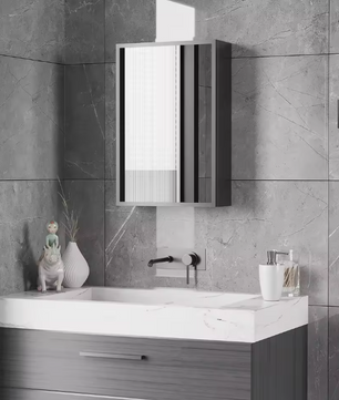 Badkamerspiegelkast met 3 Lagen – Wandkast met Spiegel en Opbergruimte, Zwart