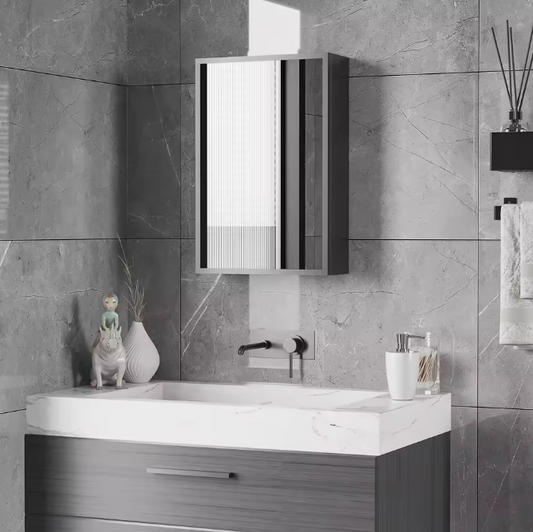 Badkamerspiegelkast met 3 Lagen – Wandkast met Spiegel en Opbergruimte, Zwart