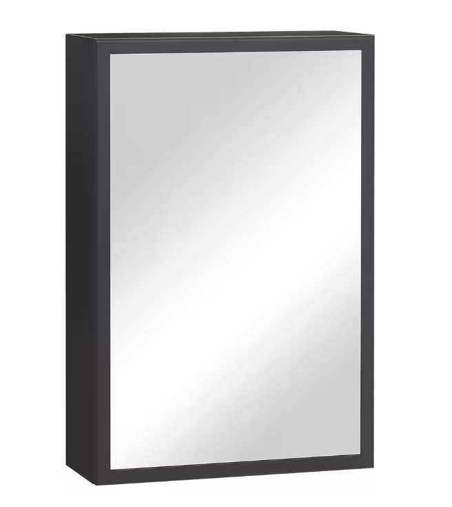 Badkamerspiegelkast met 3 Lagen – Wandkast met Spiegel en Opbergruimte, Zwart