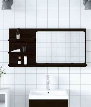 Badkamerspiegelkast Zwart Eiken – Wandkast met Opbergruimte en Vaste Planken