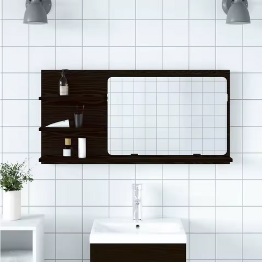 Badkamerspiegelkast Zwart Eiken – Wandkast met Opbergruimte en Vaste Planken