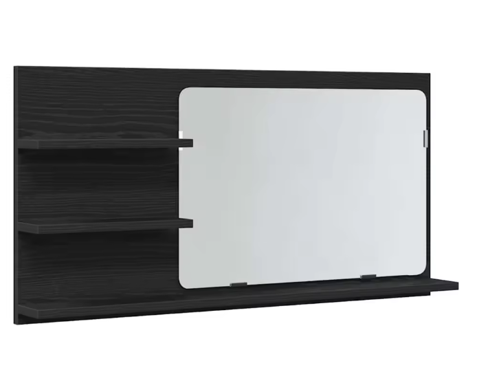 Badkamerspiegelkast Zwart Eiken – Wandkast met Opbergruimte en Vaste Planken