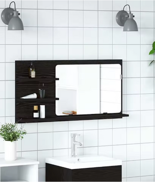 Badkamerspiegelkast Zwart Eiken – Wandkast met Opbergruimte en Vaste Planken