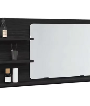 Badkamerspiegelkast Zwart Eiken – Wandkast met Opbergruimte en Vaste Planken