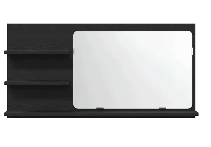 Badkamerspiegelkast Zwart Eiken – Wandkast met Opbergruimte en Vaste Planken