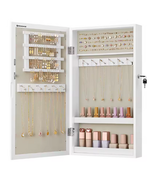 Sieradenkast met Spiegel – Afsluitbare Wandkast met Organizer en Opbergvakken